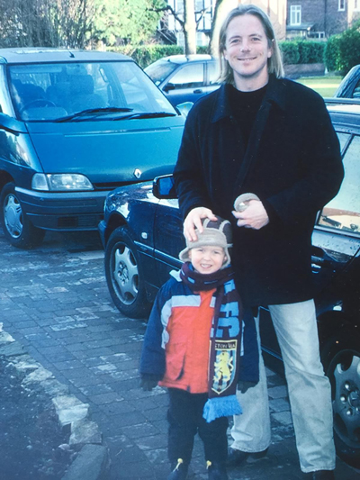 Taking son Felix to his first Aston Villa match, aged 5